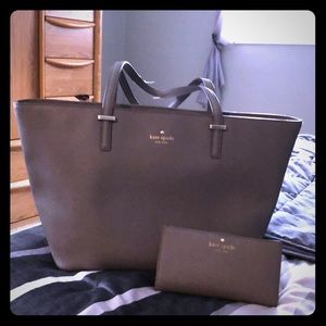 Kate Spade- Grey Tote and Wallet